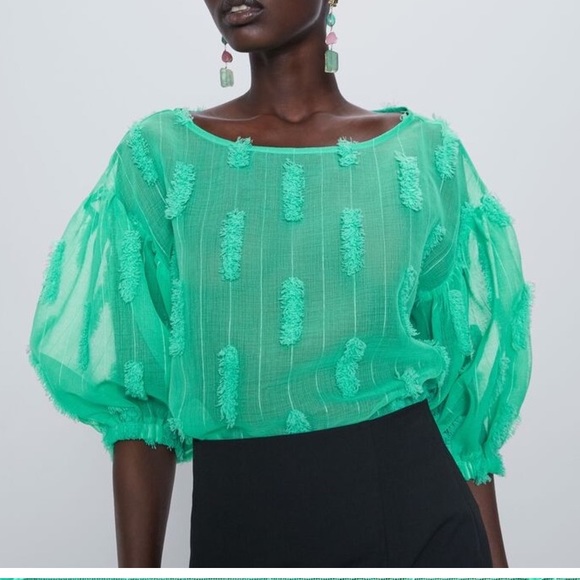 Zara Tops - Zara Green Sheer Top / Size Medium